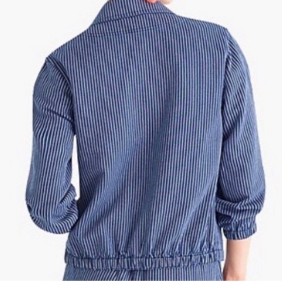 J.Crew Mercantile Blazer Jacket Single Button Navy Stripe Cotton Size Medium - Picture 3 of 11